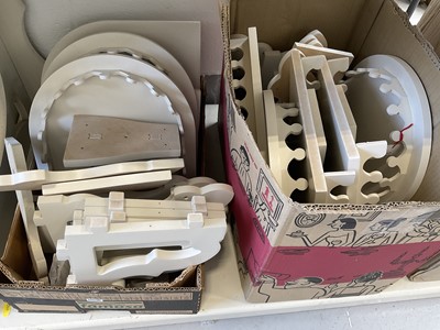 Lot 5224 - Large collection of cream wooden wall brackets and composite parts, easily constructed for a very large number of brackets