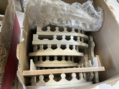 Lot 5224 - Large collection of cream wooden wall brackets and composite parts, easily constructed for a very large number of brackets