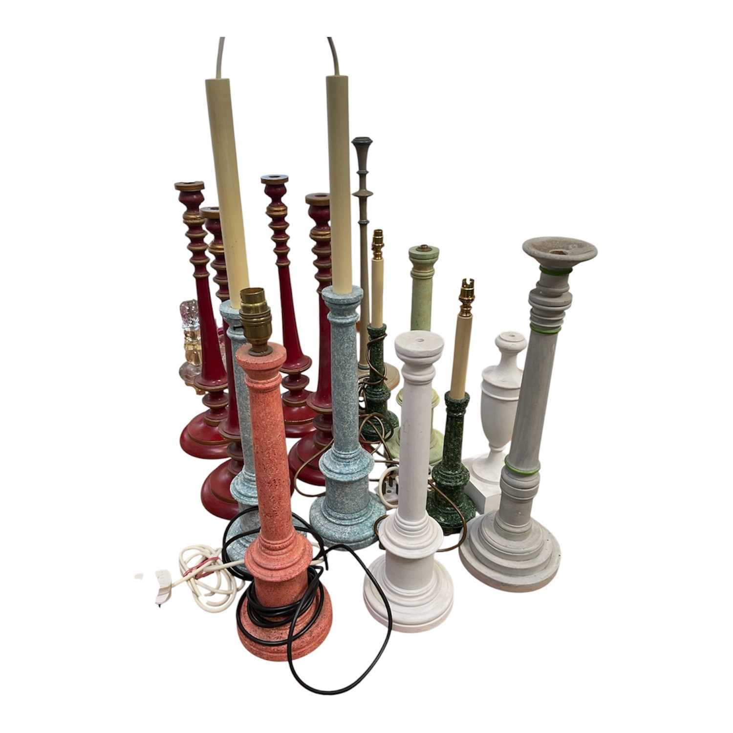 Lot 5229 - Collection of turned wooden lamp bases