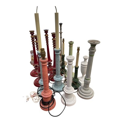 Lot 5229 - Collection of turned wooden lamp bases