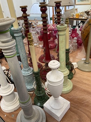 Lot 5229 - Collection of turned wooden lamp bases