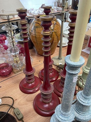 Lot 5229 - Collection of turned wooden lamp bases