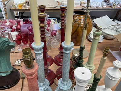 Lot 5229 - Collection of turned wooden lamp bases