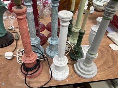 Lot 5229 - Collection of turned wooden lamp bases