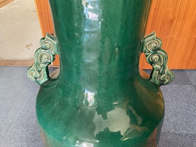 Lot 5158 - Very large green glazed Oriental vase, 105cm high