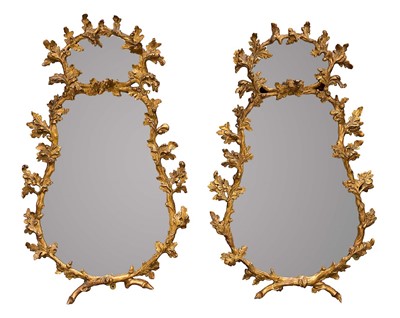 Lot 1378 - Good pair of Regency gilt framed oak leaf formed mirrors