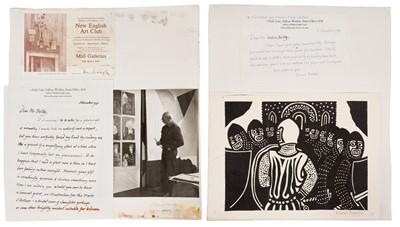 Lot 862 - Edward Bawden (1903-1989) three linocut prints from his Chronicles of King Arthur series, each signed and numbered, together with correspondence from Edward Bawden dated 1981