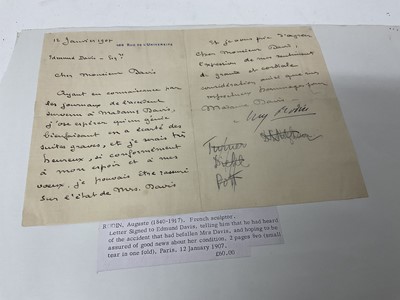 Lot 863 - Auguste Rodin signed letter
