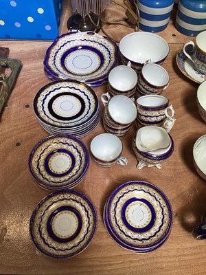 Lot 5245 - Victorian tea wares decorated in cobalt blue, pale yellow and gilt