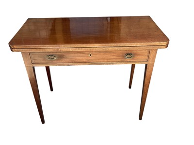 Lot 5384 - George III mahogany tea table with tapered legs measuring 73cm tall x 91cm wide