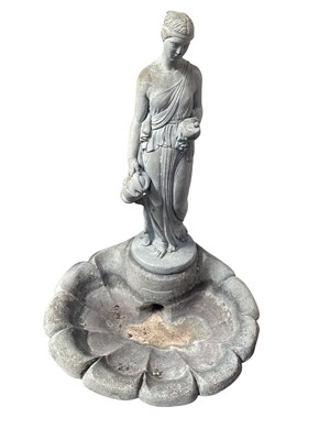 Lot 5286 - Rebecca at the well concrete water fountain with shell base, 120cm tall