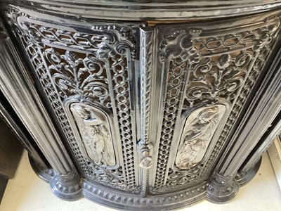 Lot 5404 - Antique French enamelled cast iron stove converted to a cabinet