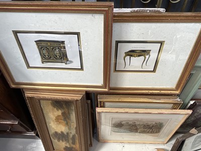 Lot 5401 - Collection of pictures and prints to include an antique pencil sketch of three nudes, 19th century French Fashion prints, two 19th century oil paintings, and sundry pictures