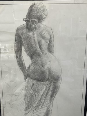 Lot 5403 - John M Green (1917-2005) pencil sketch in glazed frame, Female nude