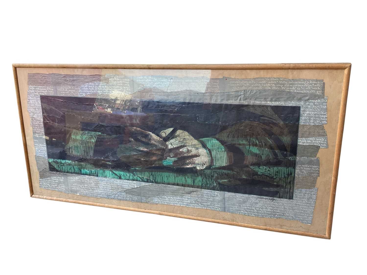 Lot 5406 - Jean Lodge (1941) Ses Mains, woodcut in colours/five stitched sheets 67cm x 155 cm