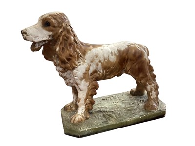 Lot 5020 - Large painted plaster model of a spaniel with registration number to the side