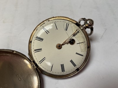 Lot 46 - Victorian silver full hunter pocket watch and two Georgian silver teaspoons