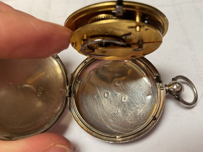 Lot 46 - Victorian silver full hunter pocket watch and two Georgian silver teaspoons