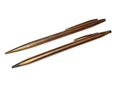 Lot 47 - Montblanc gold plated propelling pencil and a Cross gold plated ball point pen (2)