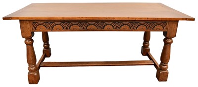 Lot 1347 - 17th century style solid oak refectory table