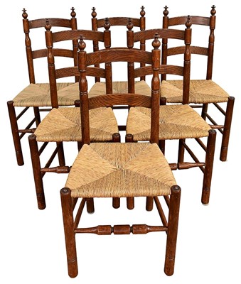 Lot 1348 - Set of seven 19th century style bar back dining chairs, with caned seats