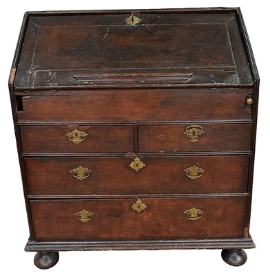 Lot 1350 - Early 18th century oak bureau