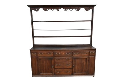 Lot 1337 - 18th century oak two height dresser
