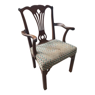 Lot 1321 - George III mahogany open armchair.