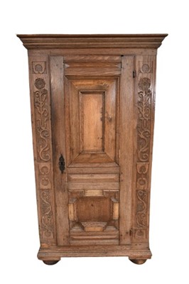 Lot 1332 - 18th century French carved oak cupboard