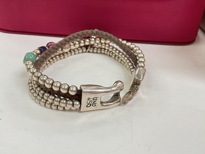 Lot 36 - Group of costume jewellery including various bead necklaces, vintage clip on earrings and an Uno de 50 white metal bead and cord multi-strand bracelet