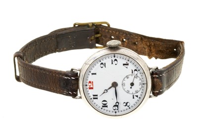 Lot 510 - 1920s silver cased wristwatch, London import hallmarks for 1927.