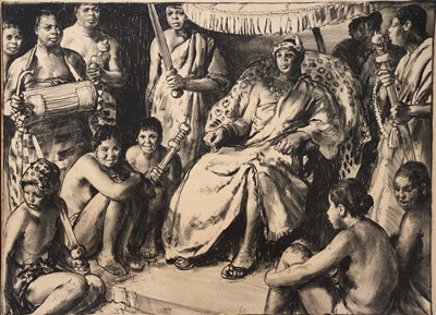 Lot 1157 - *Gerald Spencer Pryse (1882-1956) monochrome lithograph, Scenes of the Empire series 1924, No. P30, signed, 84cm x 125cm, unframed