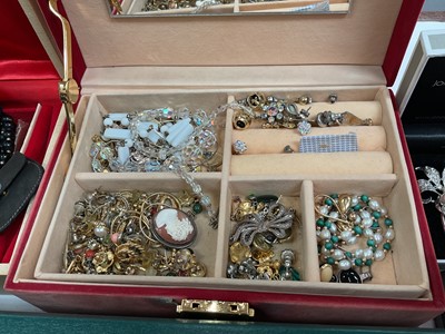 Lot 38 - Group of costume jewellery, some silver jewellery and various watches including a Gucci wristwatch with red and blue enamel decoration and a blue leather strap in case