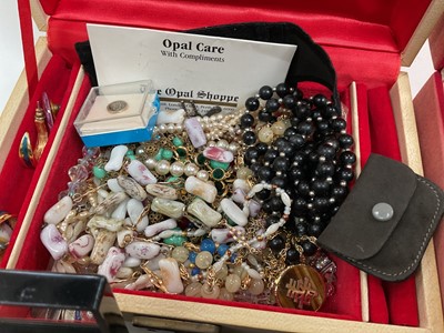 Lot 38 - Group of costume jewellery, some silver jewellery and various watches including a Gucci wristwatch with red and blue enamel decoration and a blue leather strap in case