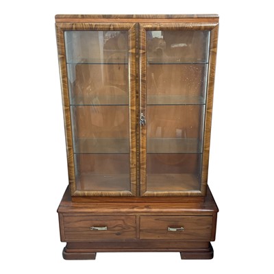 Lot 5309 - Art Deco figured walnut display cabinet.
