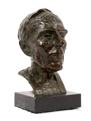 Lot 836 - Zeev Ben Zvi (Polish-Israeli, 1904-52), bronze bust of a man, signed, on marble base