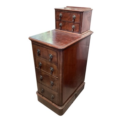 Lot 5308 - Narrow mahogany chest of drawers with two drawer superstructure