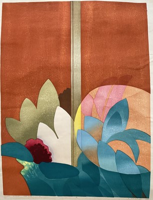 Lot 43 - Ansei Uchima (Japanese-American 1922-2000) artists proof 'Window Nuance (Red Ochre)' signed and dated 1978.