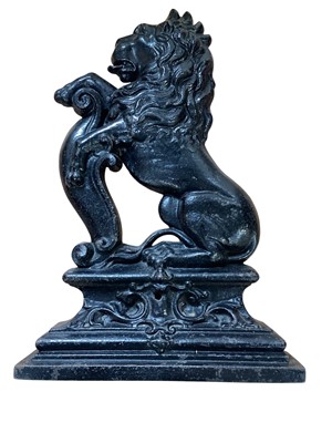 Lot 5013 - Antique cast iron doorstop in the form of a rampant lion