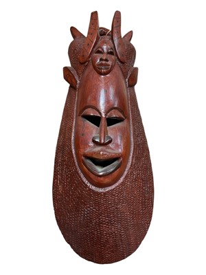 Lot 5159 - Sundry items, including carved African mask, vintage telephones, etc