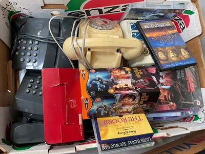 Lot 5159 - Sundry items, including carved African mask, vintage telephones, etc