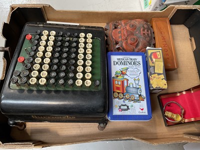Lot 5159 - Sundry items, including carved African mask, vintage telephones, etc