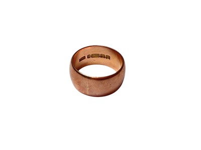 Lot 62 - 9ct rose gold thick band wedding ring (Birmingham 1916)