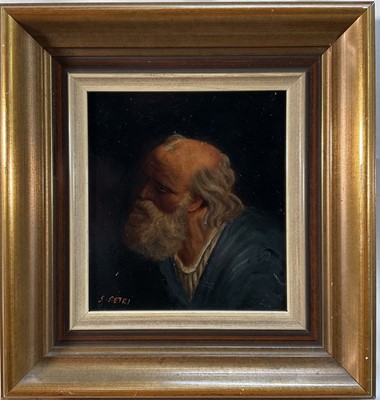 Lot 101 - Early 19th century Continental School, oil on board, portrait of St Peter, 'S. Petri', 19cm x 17cm, gilt frame