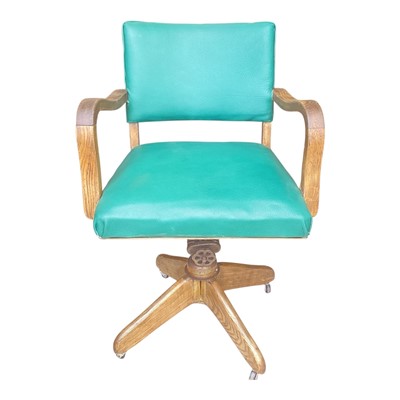 Lot 5327 - Hillcrest swivel chair with green leather seat