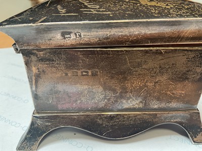 Lot 24 - Edwardian silver desk inwell (Chester 1907) and a silver cigarette box (Birmingham 1916)