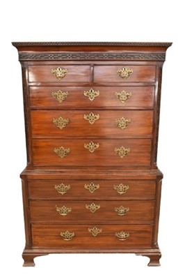 Lot 1358 - George III mahogany chest on chest