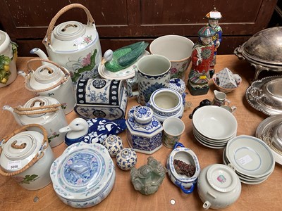 Lot 5058 - Group of Chinese ceramics, including a pair of Republic period figures, a Republic period teapot, etc