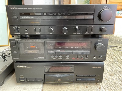 Lot 5356 - Group of Hifi equipment to include a Sony turntable, Pioneer, Sony and Denon units.
