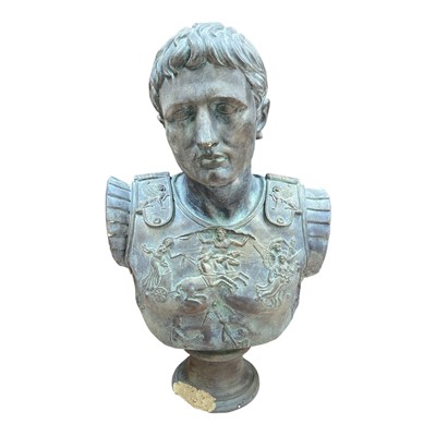 Lot 5060 - Large and heavy composition bust of Caesar Augustus
